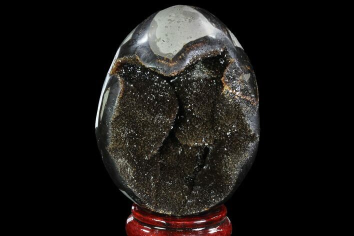 Septarian Dragon Egg Geode - Black Crystals #88334
